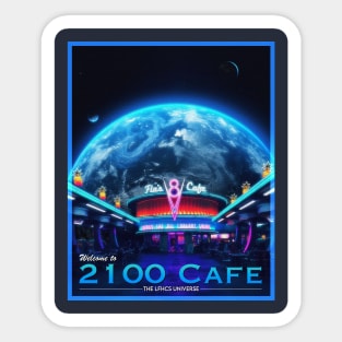 POSTCARD: 2100 CAFE. Sticker